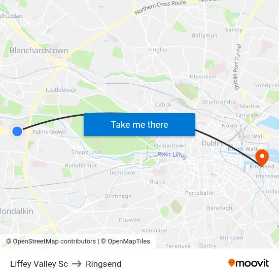 Liffey Valley Sc to Ringsend map