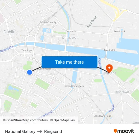 National Gallery to Ringsend map