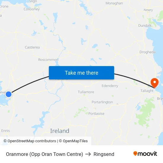 Oranmore (Opp Oran Town Centre) to Ringsend map
