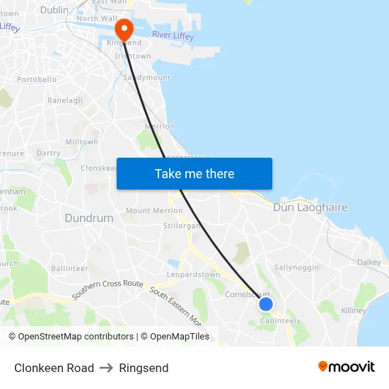 Clonkeen Road to Ringsend map