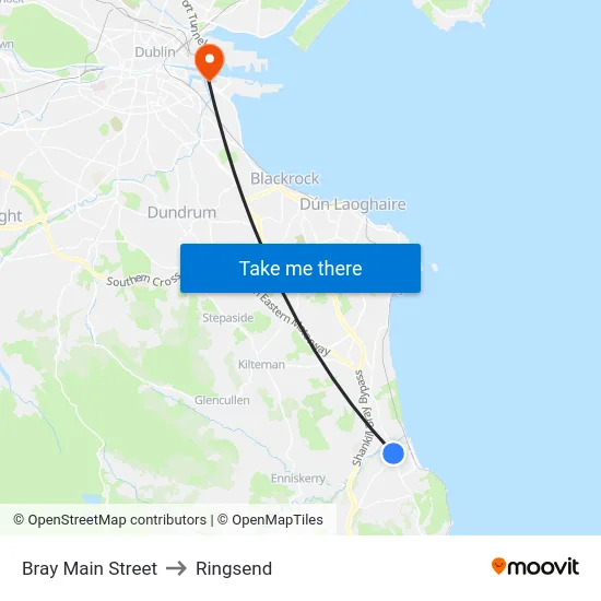Bray Main Street to Ringsend map