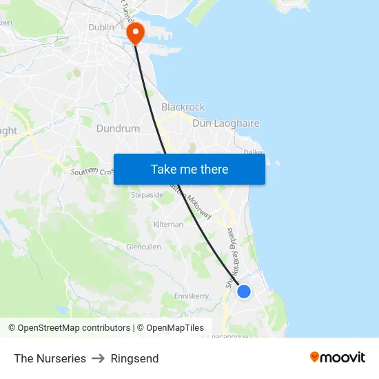 The Nurseries to Ringsend map