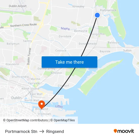 Portmarnock Stn to Ringsend map