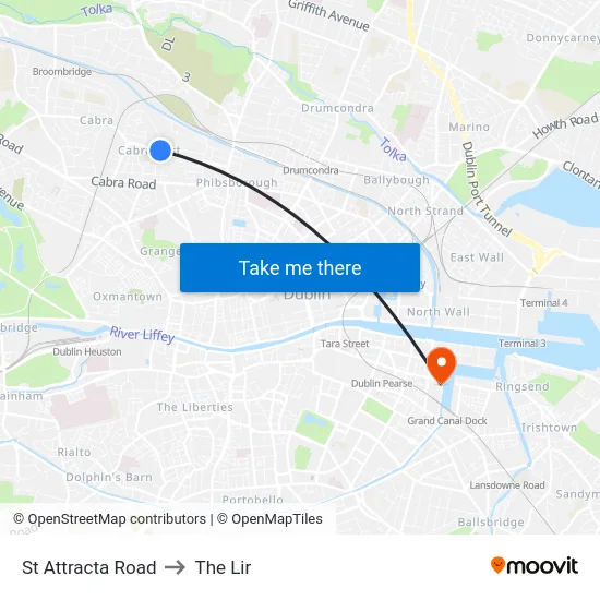 St Attracta Road to The Lir map