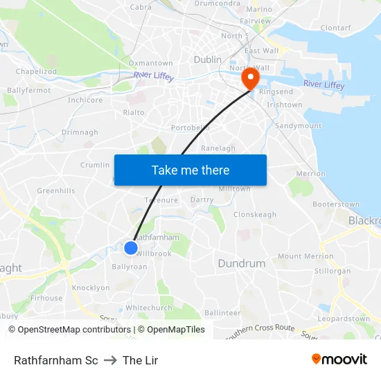 Rathfarnham Sc to The Lir map