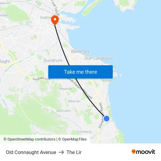Old Connaught Avenue to The Lir map