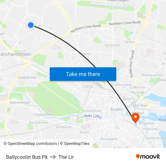 Ballycoolin Bus Pk to The Lir map