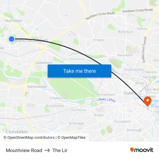 Mountview Road to The Lir map