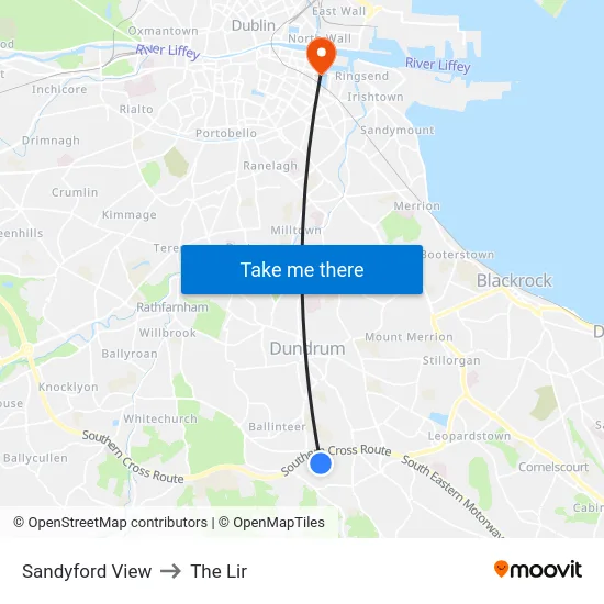 Sandyford View to The Lir map