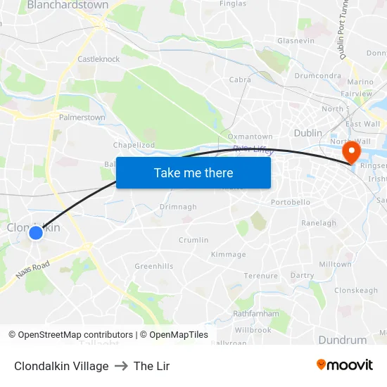 Clondalkin Village to The Lir map
