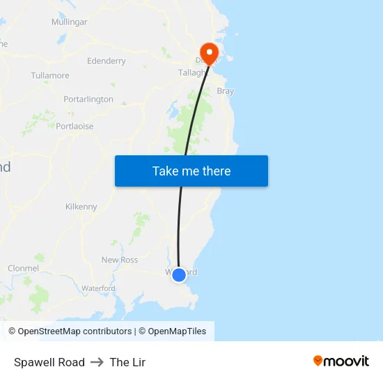 Spawell Road to The Lir map