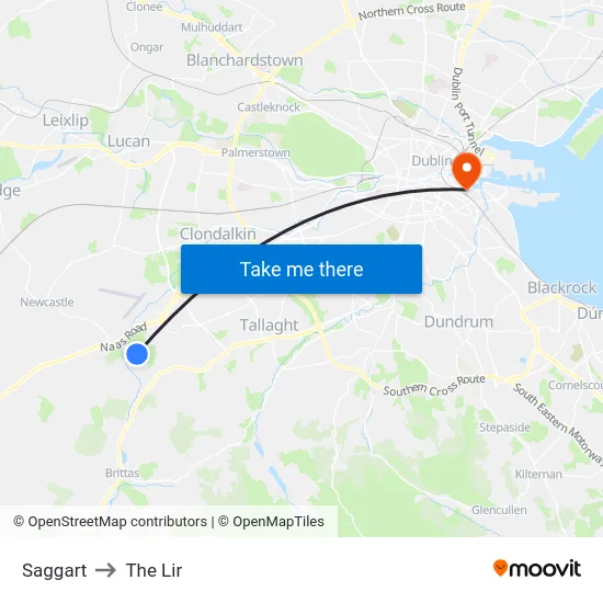 Saggart to The Lir map