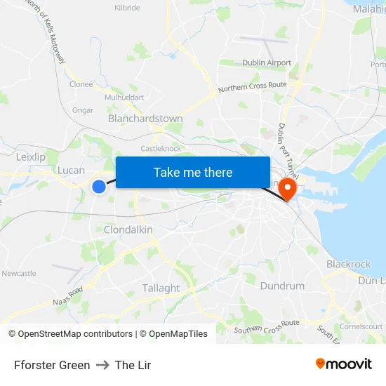 Fforster Green to The Lir map