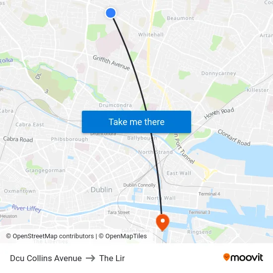 Dcu Collins Avenue to The Lir map