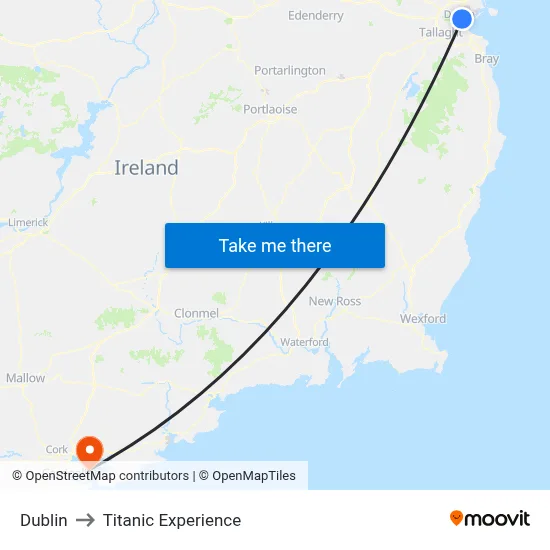 Dublin to Titanic Experience map
