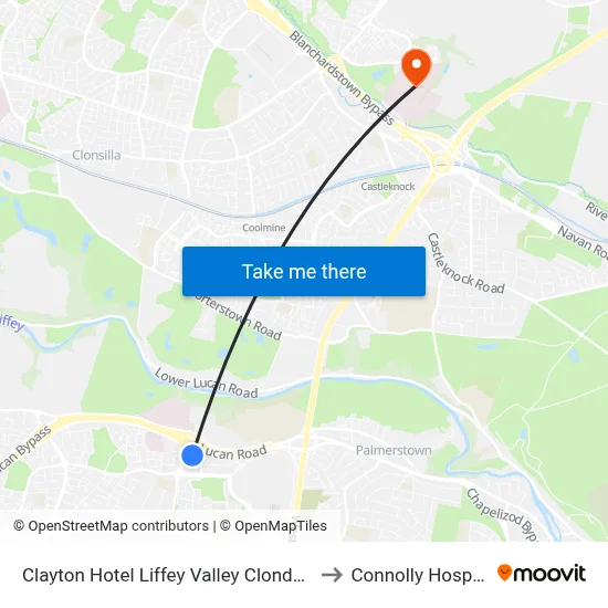 Clayton Hotel Liffey Valley Clondalkin to Connolly Hospital map