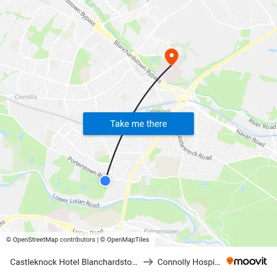 Castleknock Hotel Blanchardstown to Connolly Hospital map