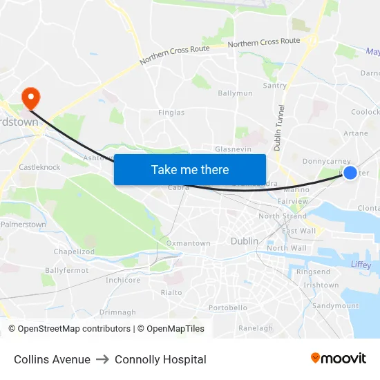Collins Avenue to Connolly Hospital map