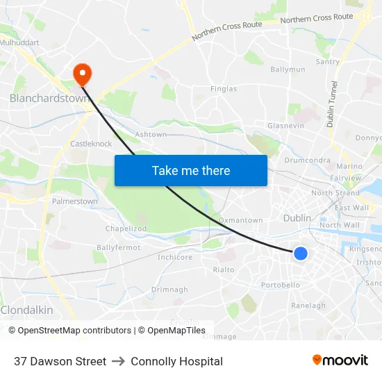 37 Dawson Street to Connolly Hospital map