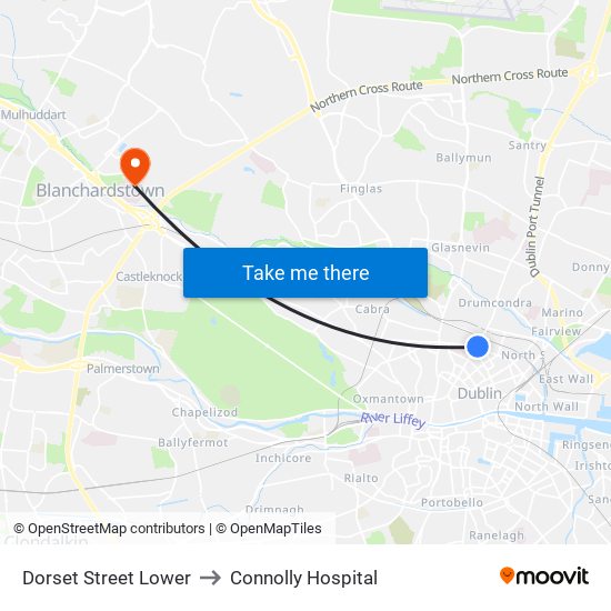 Dorset Street Lower to Connolly Hospital map