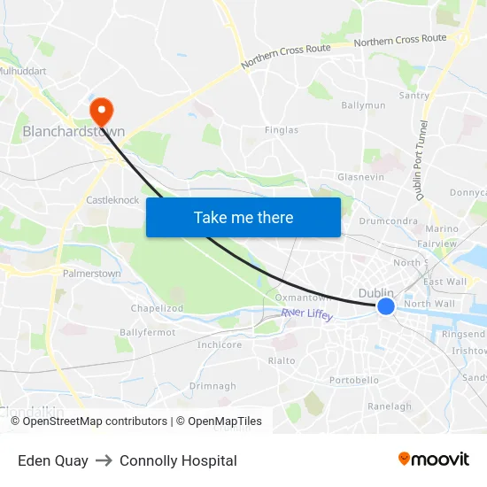 Eden Quay to Connolly Hospital map