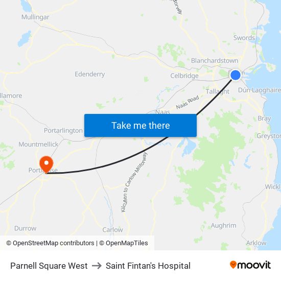 Parnell Square West to Saint Fintan's Hospital map