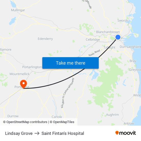 Lindsay Grove to Saint Fintan's Hospital map