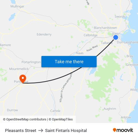 Pleasants Street to Saint Fintan's Hospital map