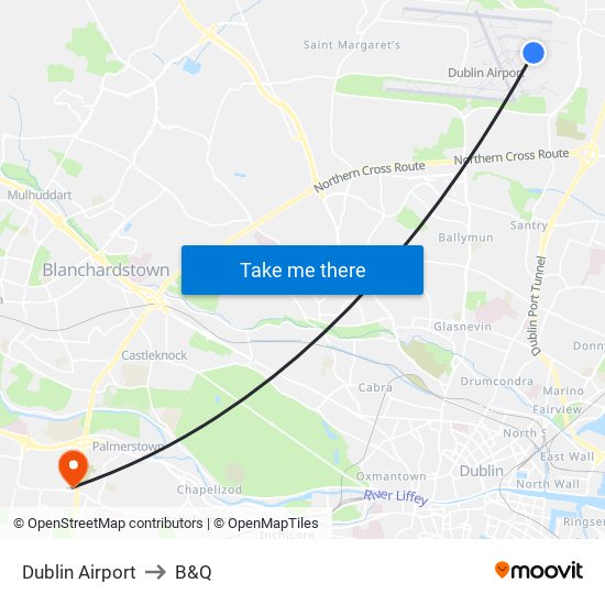 Dublin Airport to B&Q map