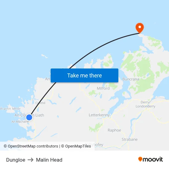 Dungloe to Malin Head map