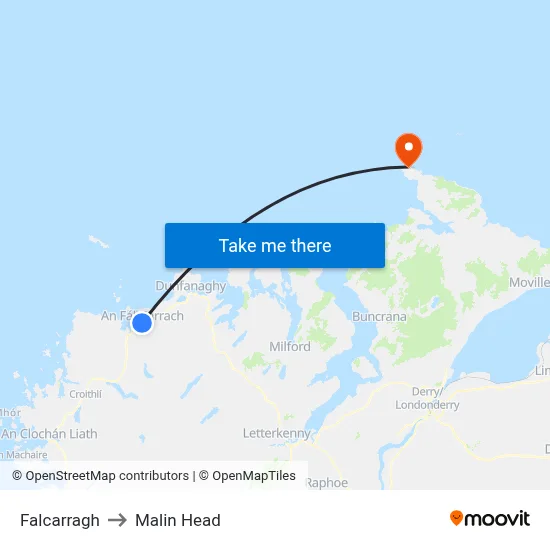 Falcarragh to Malin Head map