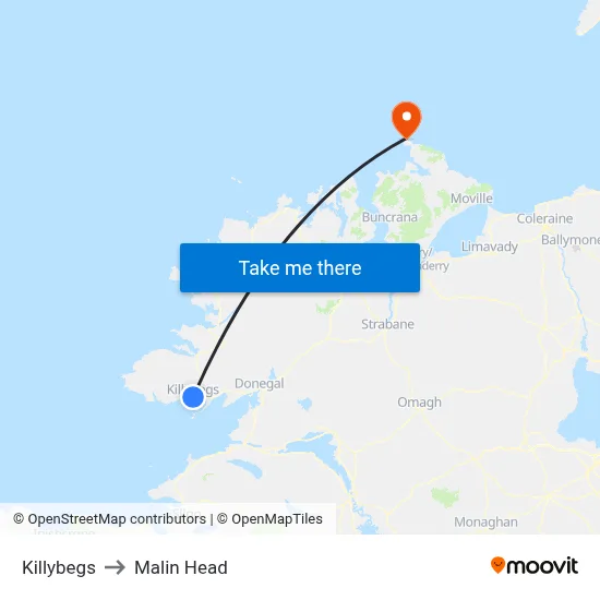 Killybegs to Malin Head map