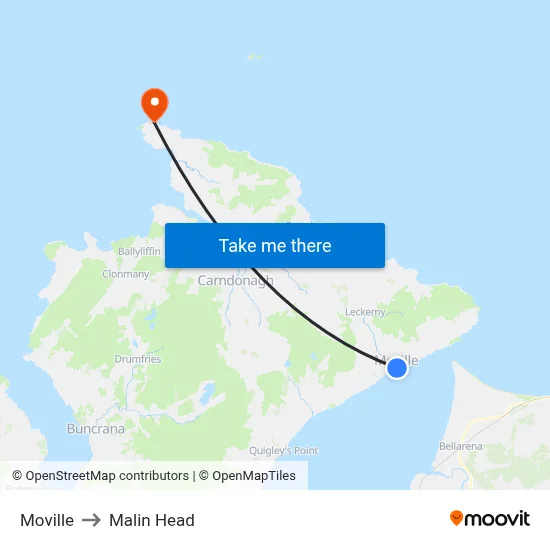 Moville to Malin Head map