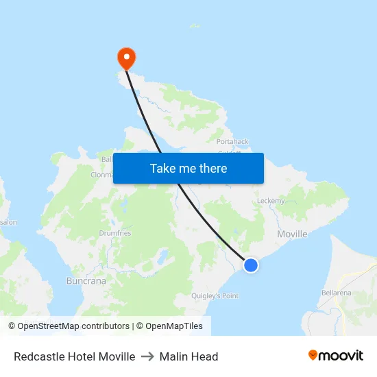 Redcastle Hotel Moville to Malin Head map