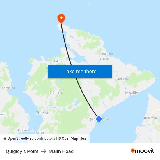 Quigley s Point to Malin Head map