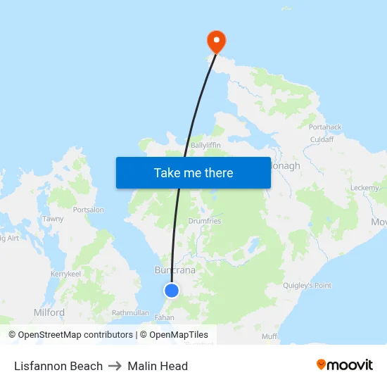 Lisfannon Beach to Malin Head map