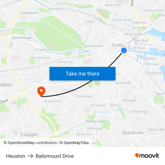 Heuston to Ballymount Drive map