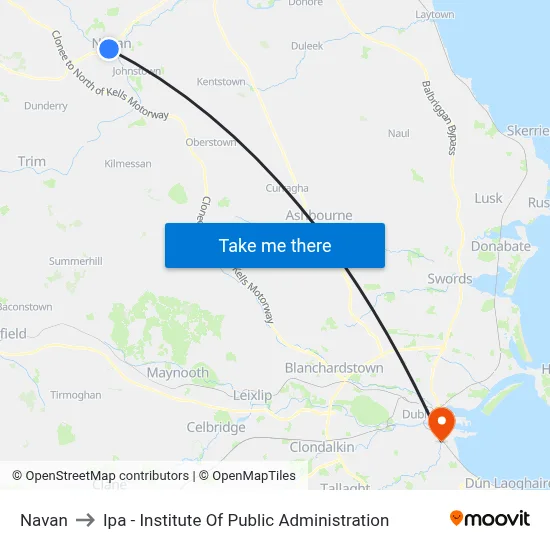 Navan to Ipa - Institute Of Public Administration map