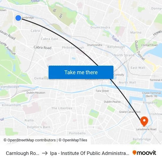 Carnlough Road to Ipa - Institute Of Public Administration map
