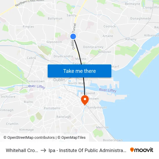 Whitehall Cross to Ipa - Institute Of Public Administration map
