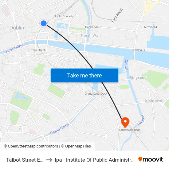 Talbot Street East to Ipa - Institute Of Public Administration map