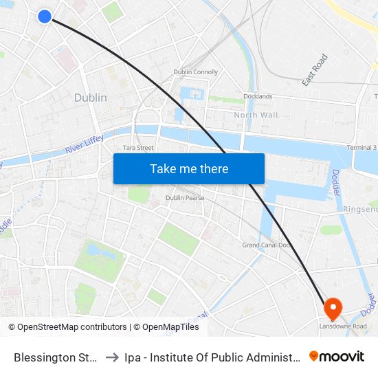 Blessington Street to Ipa - Institute Of Public Administration map