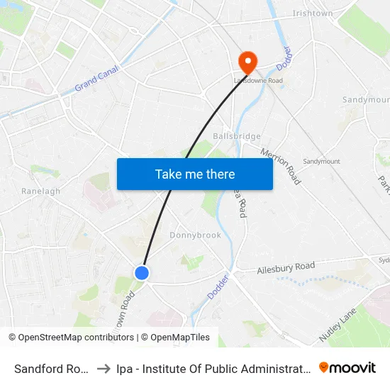 Sandford Road to Ipa - Institute Of Public Administration map