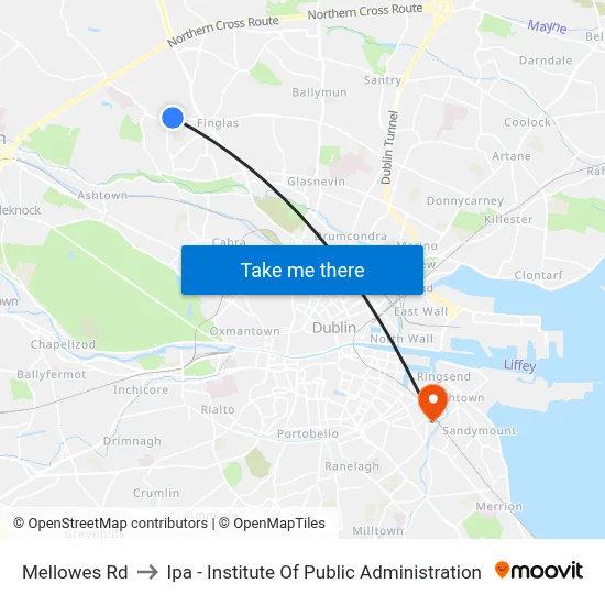 Mellowes Rd to Ipa - Institute Of Public Administration map