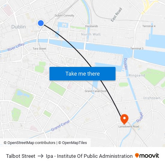 Talbot Street to Ipa - Institute Of Public Administration map