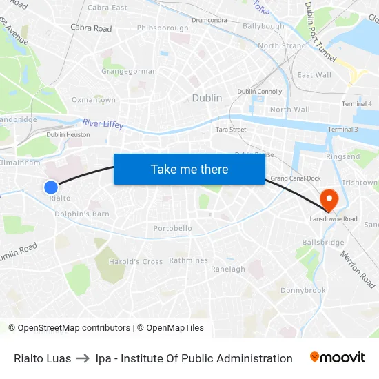 Rialto Luas to Ipa - Institute Of Public Administration map