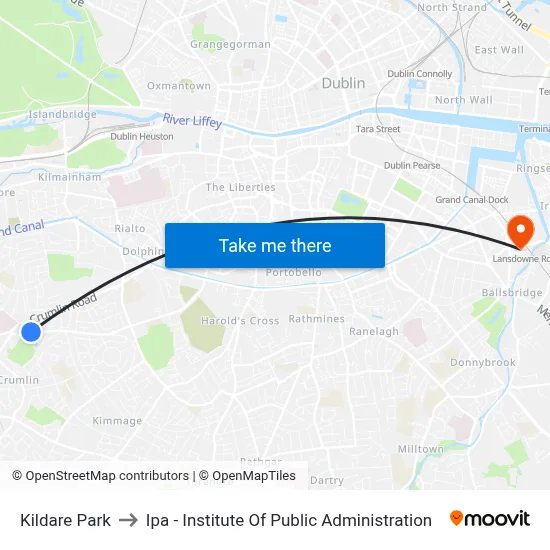 Kildare Park to Ipa - Institute Of Public Administration map