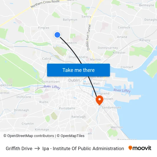 Griffith Drive to Ipa - Institute Of Public Administration map