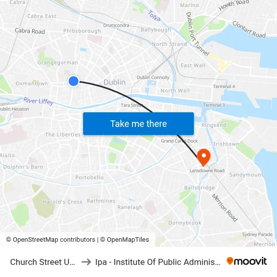 Church Street Upper to Ipa - Institute Of Public Administration map