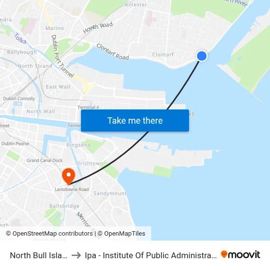 North Bull Island to Ipa - Institute Of Public Administration map